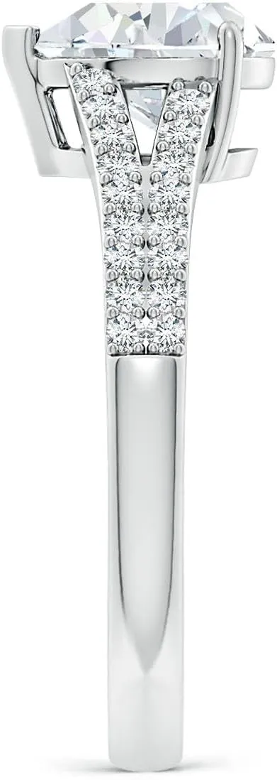 Angara Lab Grown Solitaire Pear Diamond Split Shank Engagement Ring in Silver / 14K Solid Gold/Platinum | April Birthstone, Birthday, Anniversary, Wedding Jewelry Gift for Women