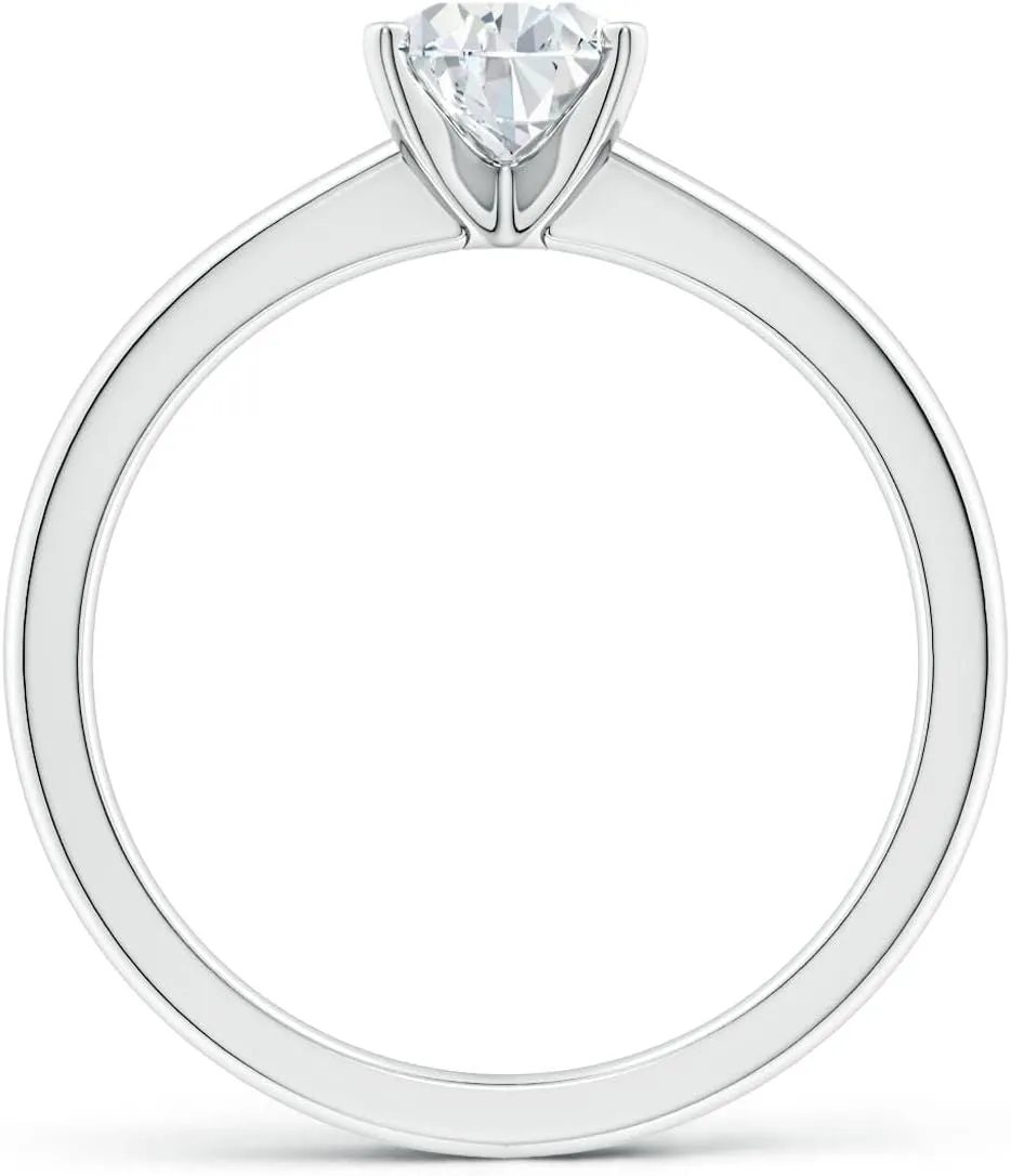 Angara Lab Grown Solitaire Pear Diamond Tapered Shank Engagement Ring in Silver / 14K Solid Gold/Platinum | April Birthstone, Birthday, Anniversary, Wedding Jewelry Gift for Women