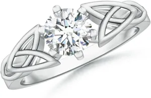 Angara Lab Grown Solitaire Round Diamond Celtic Knot Ring in Silver / 14K Solid Gold/Platinum | April Birthstone, Birthday, Engagement, Anniversary, Wedding Jewelry Gift for Women