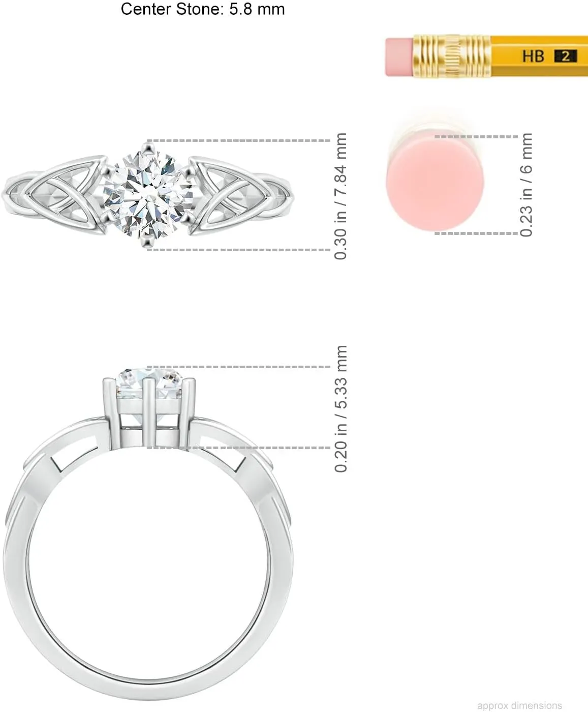 Angara Lab Grown Solitaire Round Diamond Celtic Knot Ring in Silver / 14K Solid Gold/Platinum | April Birthstone, Birthday, Engagement, Anniversary, Wedding Jewelry Gift for Women