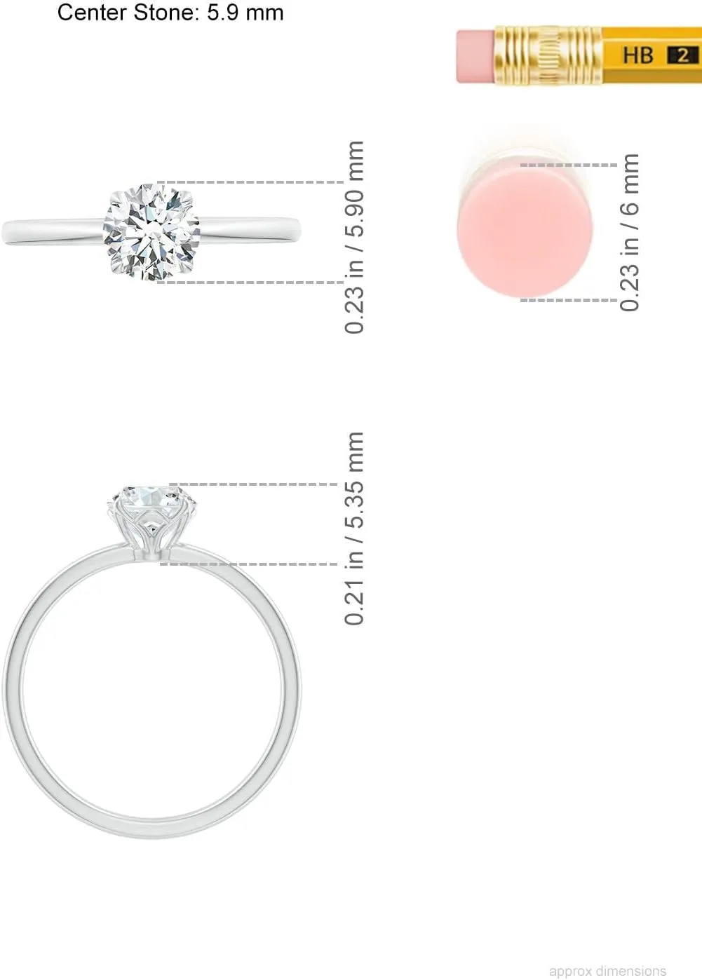 Angara Lab Grown Solitaire Round Diamond Classic Engagement Ring in Silver / 14K Solid Gold/Platinum | April Birthstone, Birthday, Anniversary, Wedding Jewelry Gift for Women