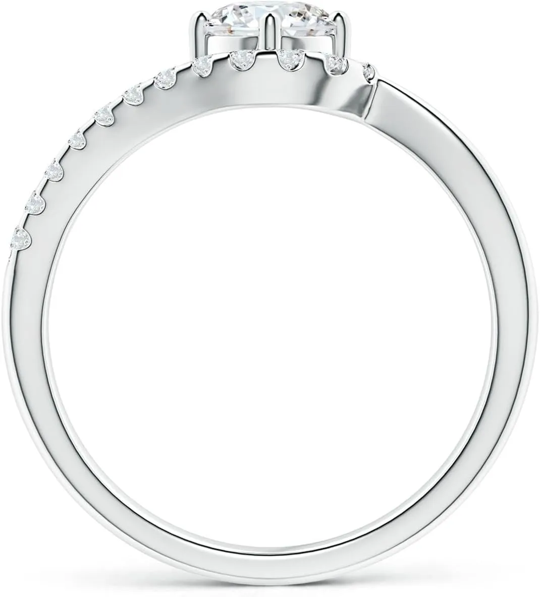 Angara Lab Grown Solitaire Round Diamond Swirl Promise Ring in Silver / 14K Solid Gold/Platinum | April Birthstone, Birthday, Engagement, Anniversary, Wedding Jewelry Gift for Women