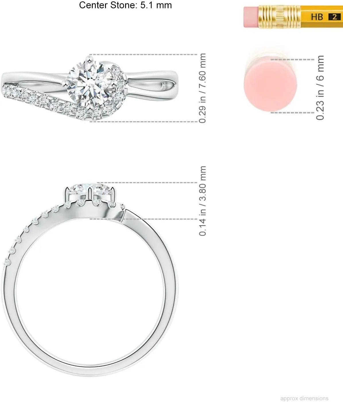 Angara Lab Grown Solitaire Round Diamond Swirl Promise Ring in Silver / 14K Solid Gold/Platinum | April Birthstone, Birthday, Engagement, Anniversary, Wedding Jewelry Gift for Women