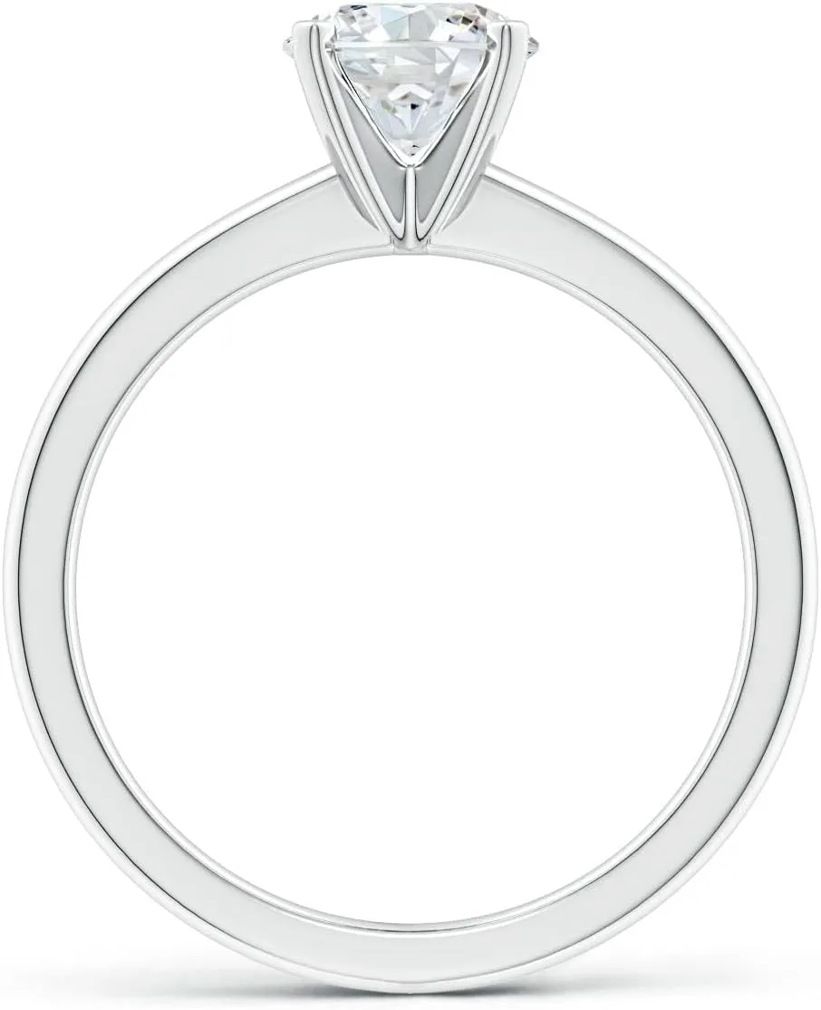 Angara Lab Grown Solitaire Round Diamond Tapered Shank Engagement Ring in Silver / 14K Solid Gold/Platinum | April Birthstone, Birthday, Anniversary, Wedding Jewelry Gift for Women