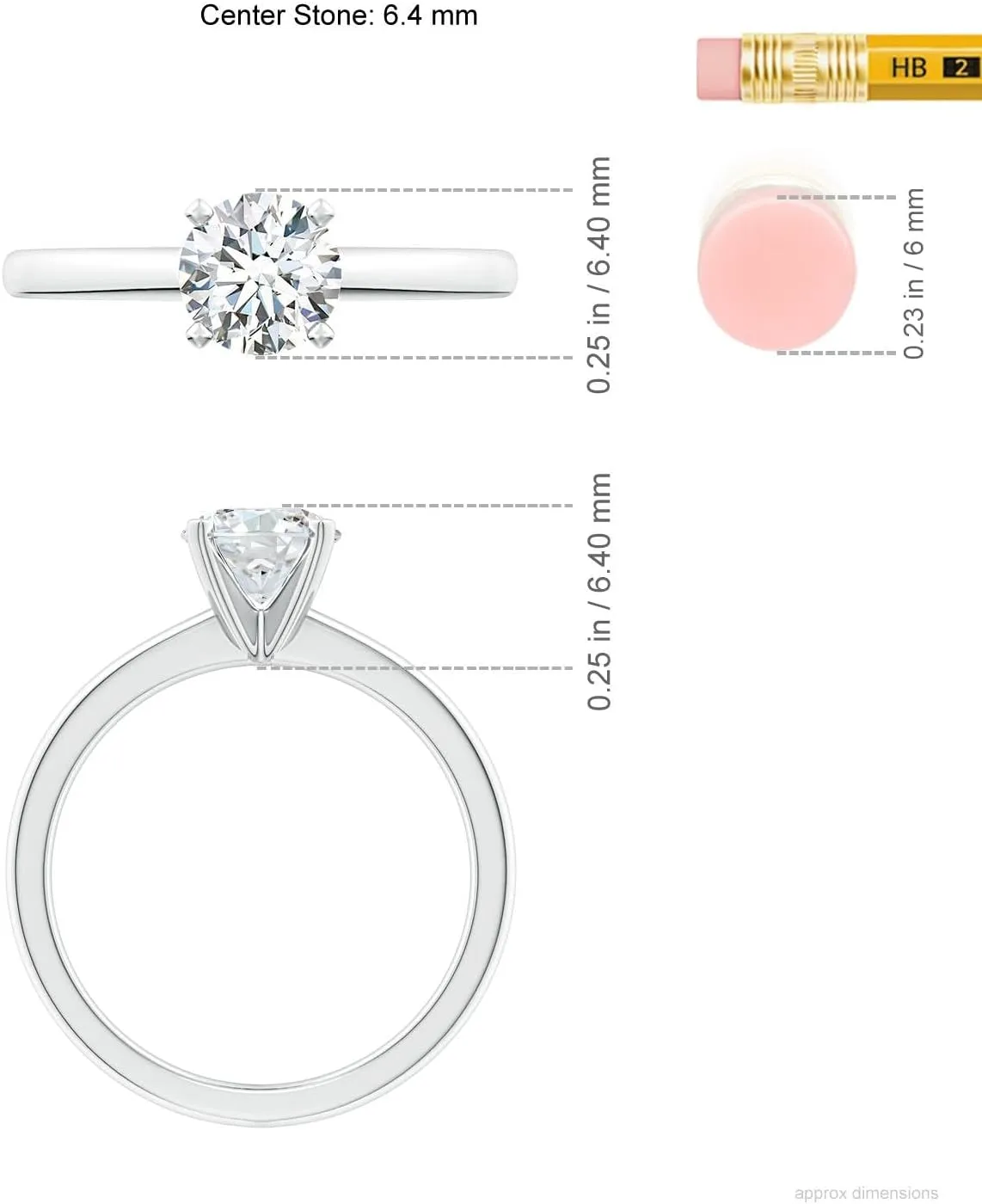 Angara Lab Grown Solitaire Round Diamond Tapered Shank Engagement Ring in Silver / 14K Solid Gold/Platinum | April Birthstone, Birthday, Anniversary, Wedding Jewelry Gift for Women