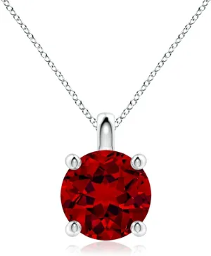 Angara Lab Grown Solitaire Round Ruby Classic Pendant in 14K Solid Gold/Platinum | July Birthstone, Birthday, Engagement, Anniversary, Wedding Jewelry Gift for Women