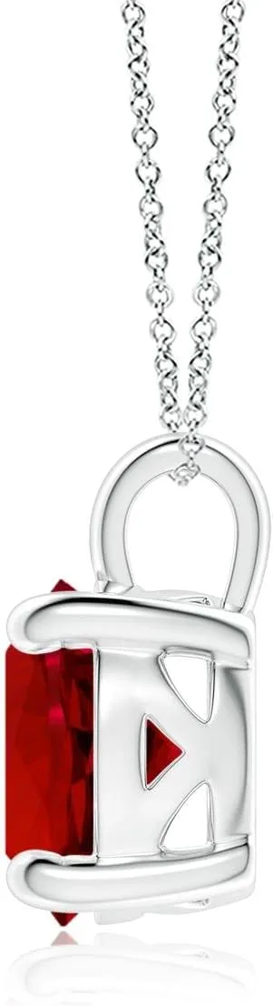 Angara Lab Grown Solitaire Round Ruby Classic Pendant in 14K Solid Gold/Platinum | July Birthstone, Birthday, Engagement, Anniversary, Wedding Jewelry Gift for Women