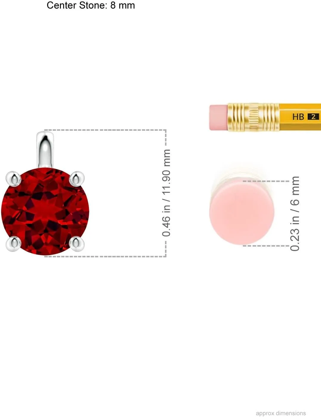Angara Lab Grown Solitaire Round Ruby Classic Pendant in 14K Solid Gold/Platinum | July Birthstone, Birthday, Engagement, Anniversary, Wedding Jewelry Gift for Women