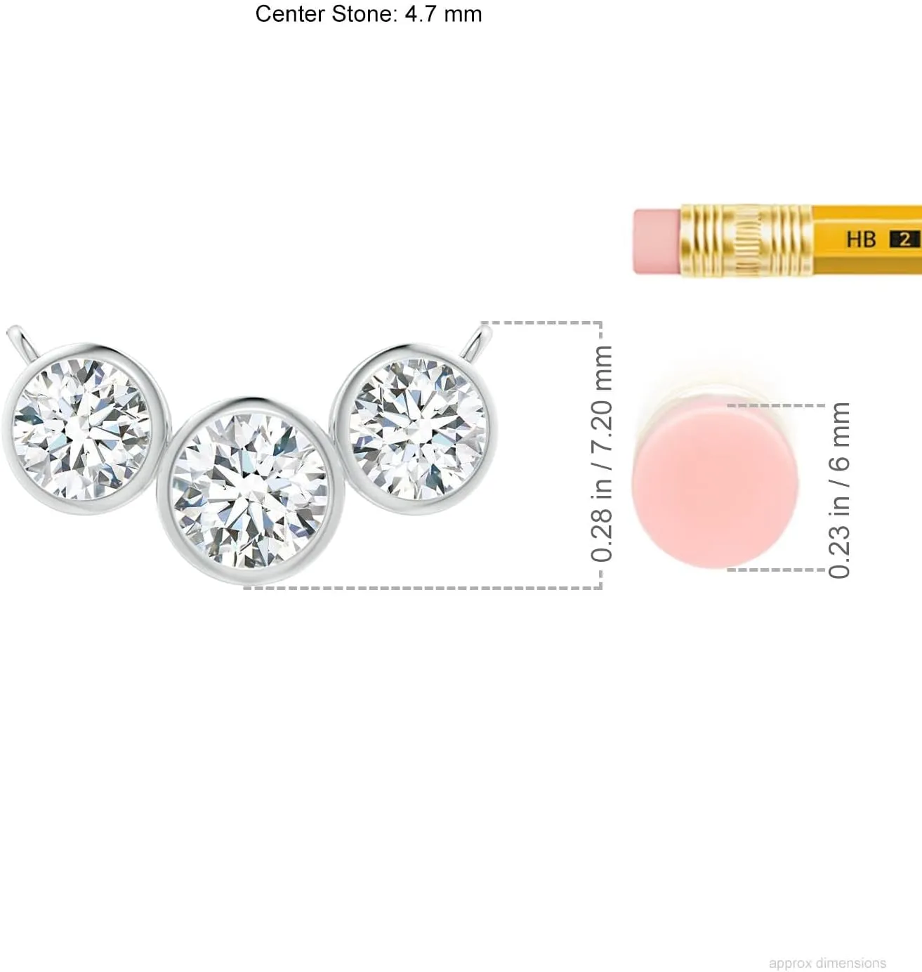 Angara Lab Grown Three Stone Bezel-Set Round Diamond Pendant in 14K Solid Gold/Platinum | April Birthstone, Birthday, Engagement, Anniversary, Wedding Jewelry Gift for Women