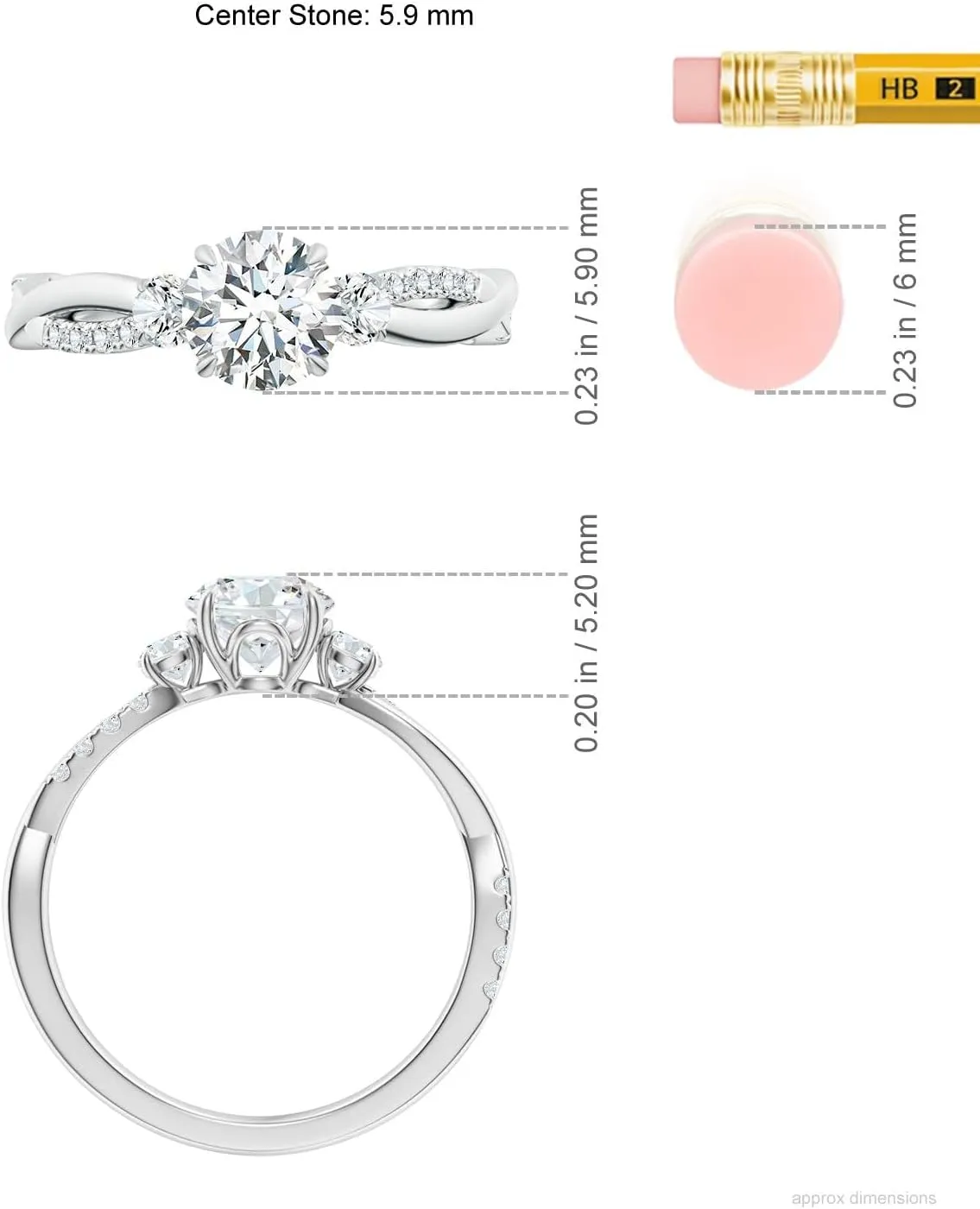 Angara Lab Grown Three Stone Round Diamond Engagement Ring in Silver / 14K Solid Gold/Platinum | April Birthstone, Birthday, Anniversary, Wedding Jewelry Gift for Women