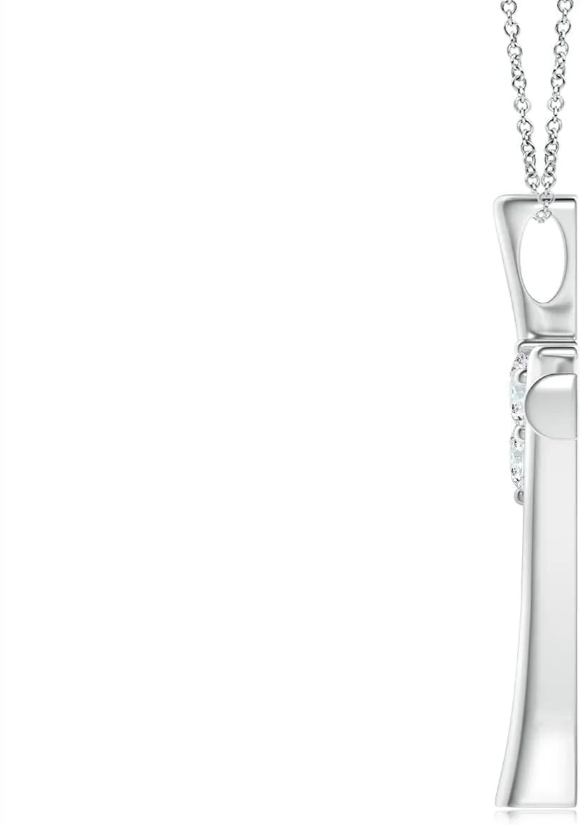 Angara Lab Grown Two Stone Diamond Bypass Cross Pendant in Silver / 14K Solid Gold/Platinum | April Birthstone, Birthday, Engagement, Anniversary, Wedding Jewelry Gift for Women