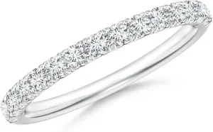 Angara Lab Grown U-Pave Set Diamond Half Eternity Wedding Ring in Silver / 14K Solid Gold/Platinum | April Birthstone, Birthday, Engagement, Anniversary, Wedding Jewelry Gift for Women