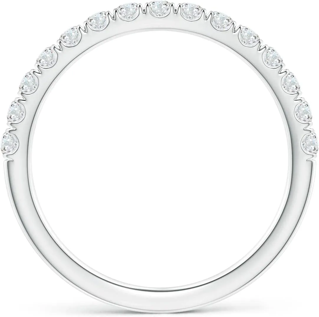 Angara Lab Grown U-Pave Set Diamond Half Eternity Wedding Ring in Silver / 14K Solid Gold/Platinum | April Birthstone, Birthday, Engagement, Anniversary, Wedding Jewelry Gift for Women