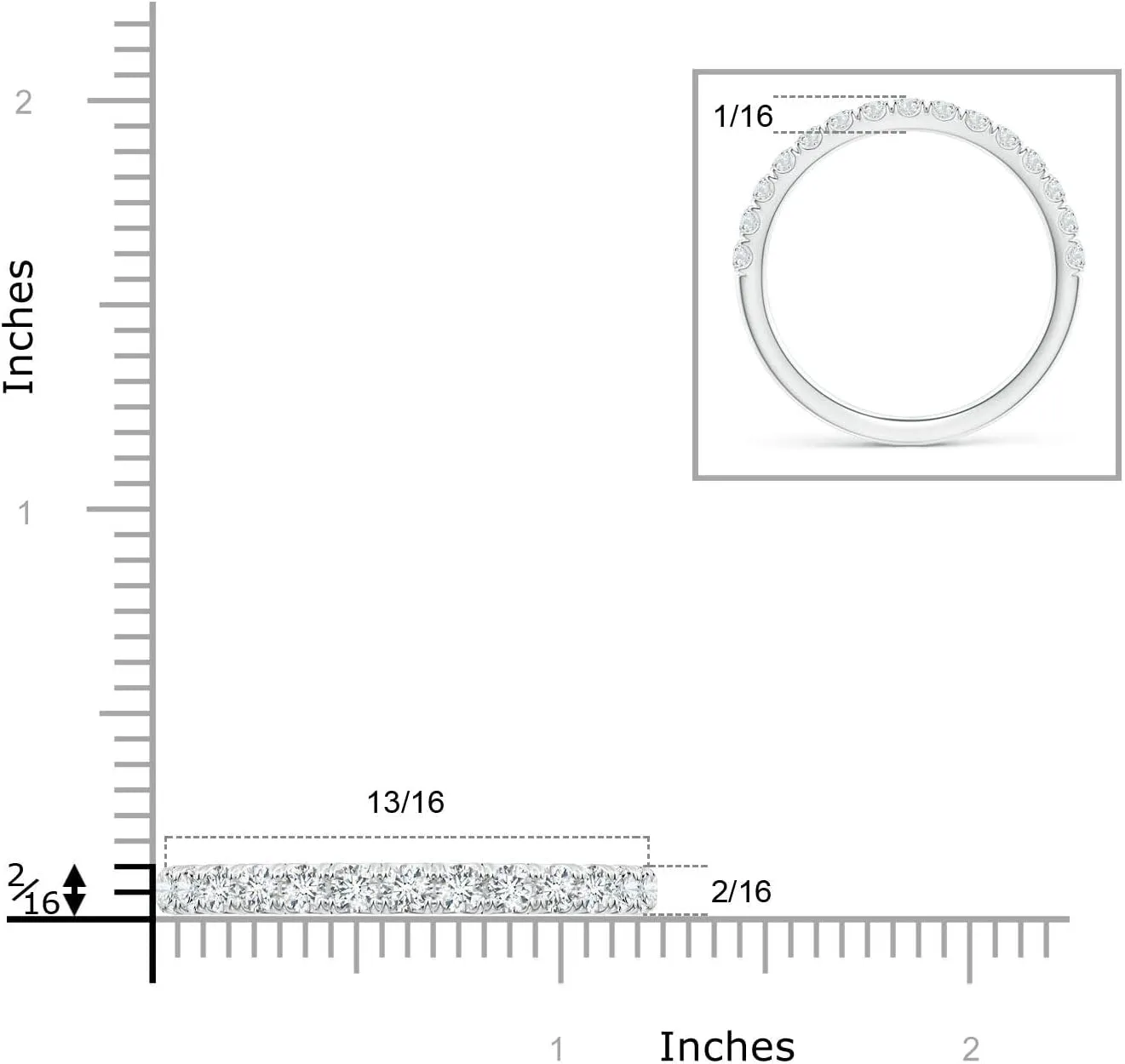 Angara Lab Grown U-Pave Set Diamond Half Eternity Wedding Ring in Silver / 14K Solid Gold/Platinum | April Birthstone, Birthday, Engagement, Anniversary, Wedding Jewelry Gift for Women