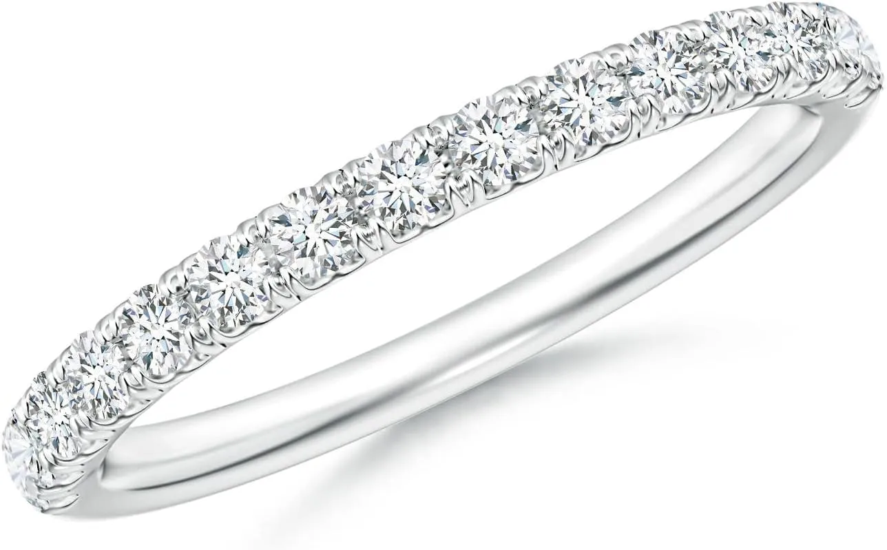 Angara Lab Grown U-Pave Set Diamond Half Eternity Wedding Ring in Silver / 14K Solid Gold/Platinum | April Birthstone, Birthday, Engagement, Anniversary, Wedding Jewelry Gift for Women