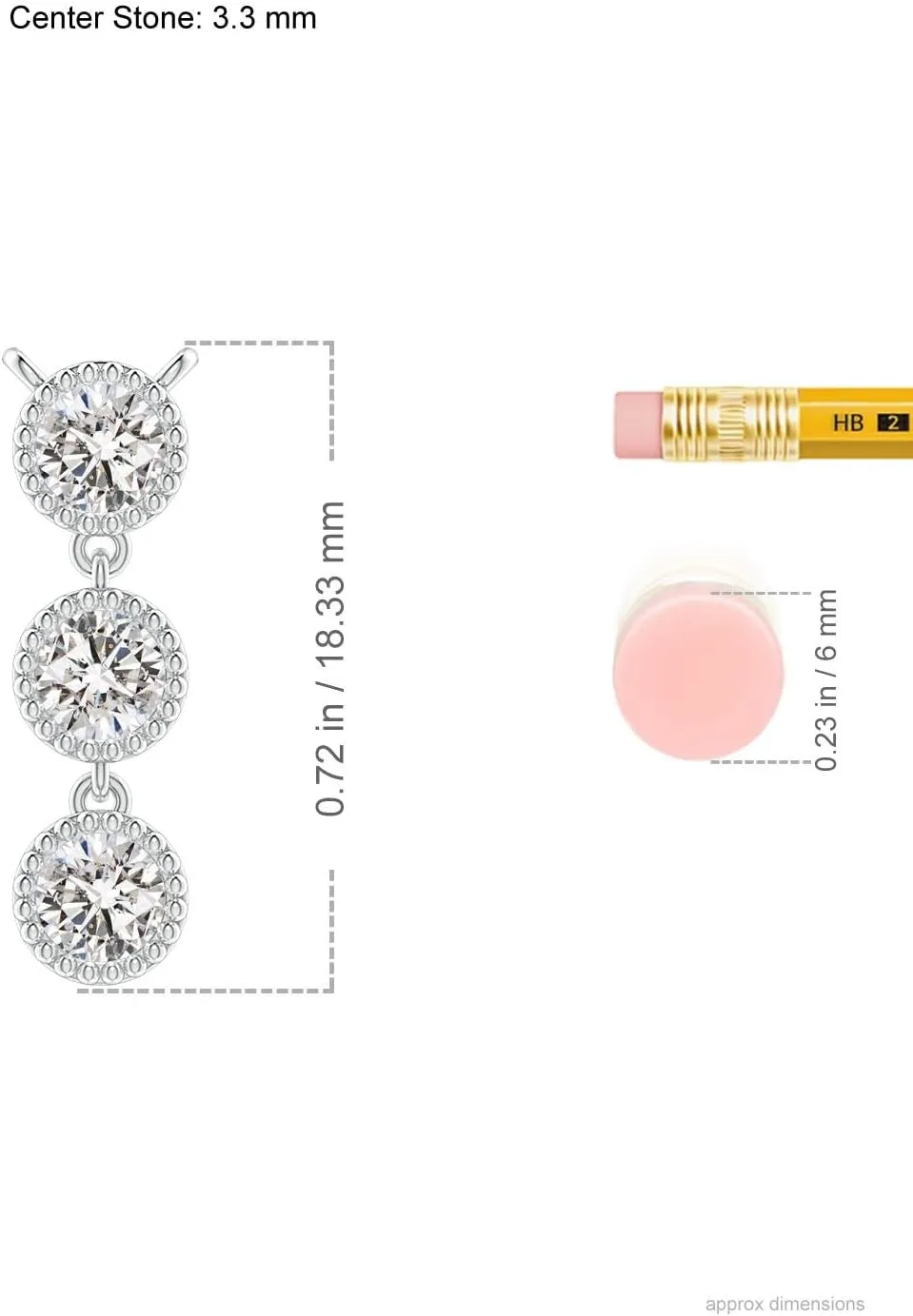 Angara Natural Bezel-Set Three Stone Diamond Necklace in 14K Solid Gold/Platinum | April Birthstone, Birthday, Engagement, Anniversary, Wedding Jewelry Gift for Women