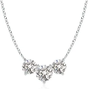 Angara Natural Classic Trio Diamond Necklace in 14K Solid Gold/Platinum | April Birthstone, Birthday, Engagement, Anniversary, Wedding Jewelry Gift for Women