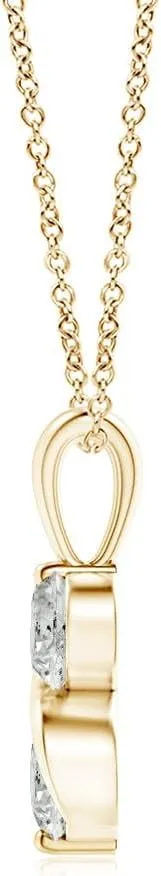 Angara Natural Classic Two Stone Diamond Swirl Pendant in Silver / 14K Solid Gold/Platinum | April Birthstone, Birthday, Engagement, Anniversary, Wedding Jewelry Gift for Women