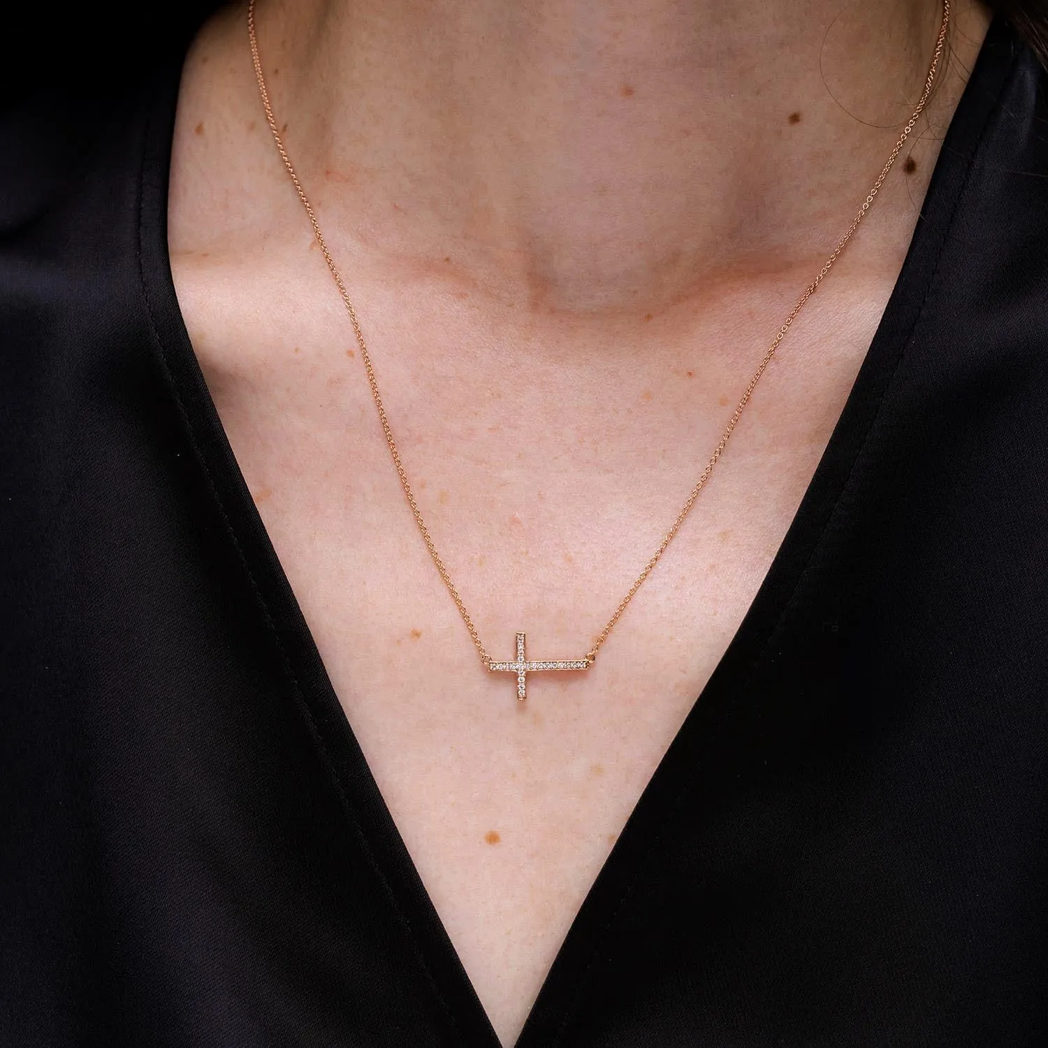 Angara Natural Diamond Cross Pendant Necklace in Sterling Silver / 14K Solid Gold | April Birthstone, Birthday, Engagement, Anniversary, Wedding Jewelry Gift for Women