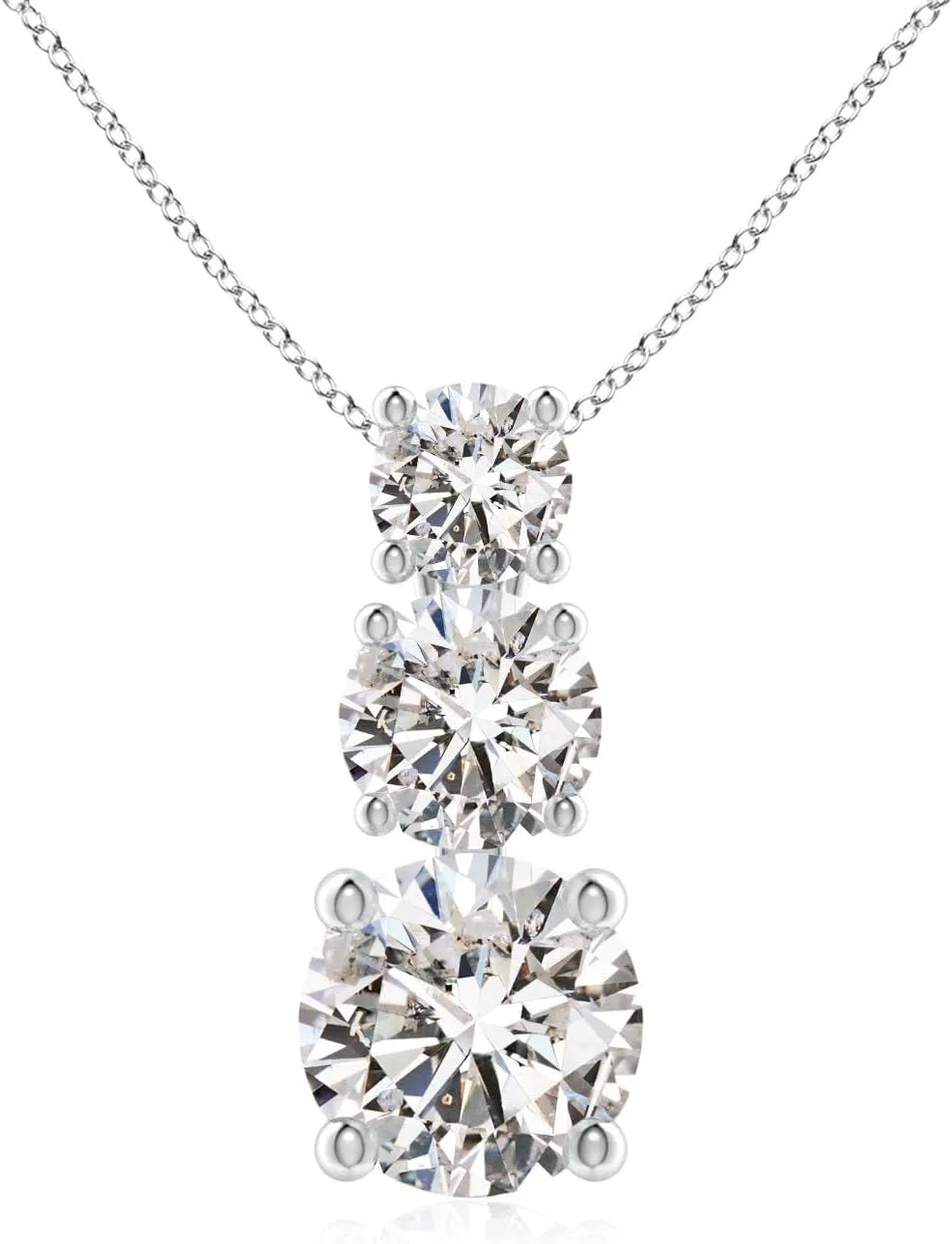 Angara Natural Diamond Three Stone Pendant in 14K Solid Gold/Platinum | April Birthstone, Birthday, Engagement, Anniversary, Wedding Jewelry Gift for Women