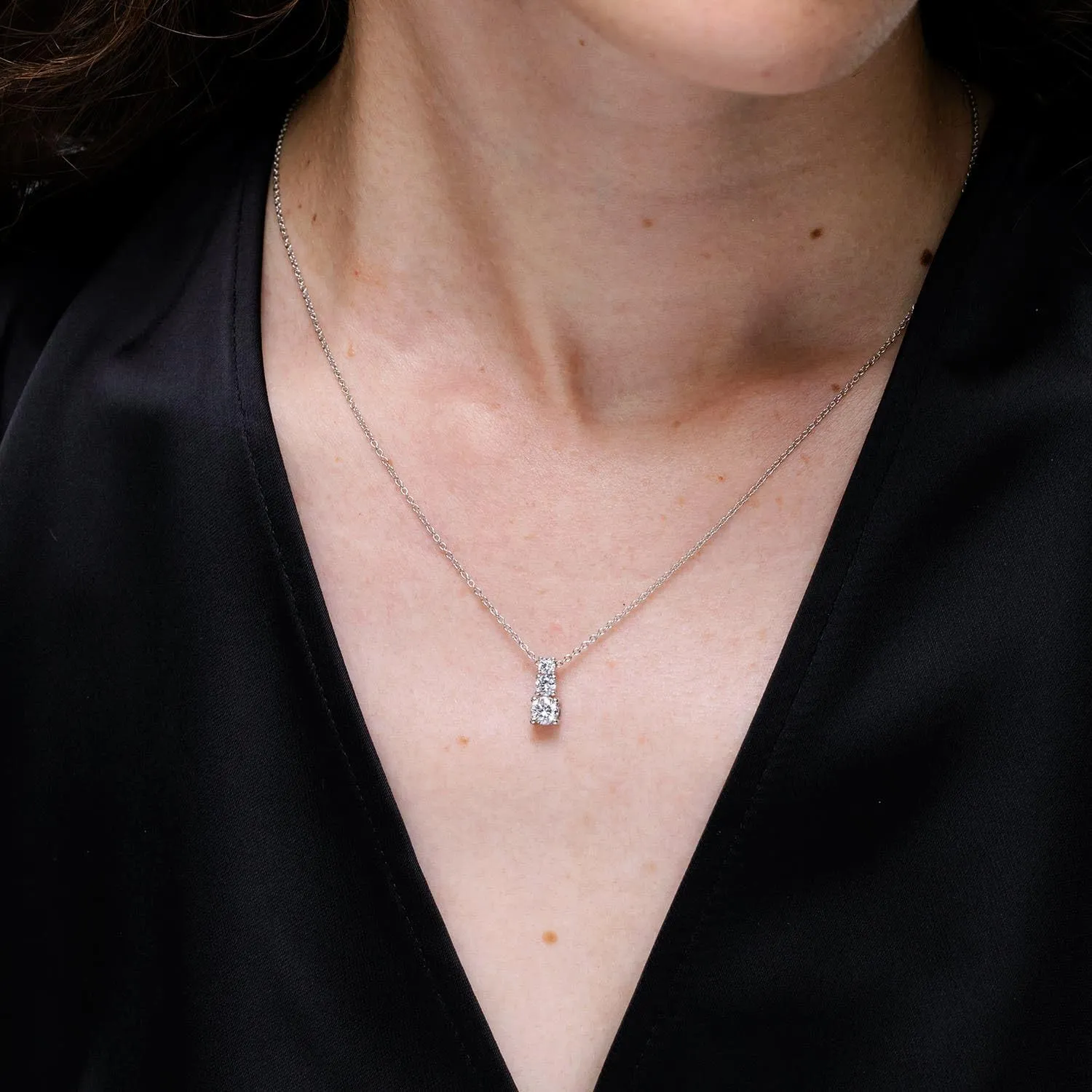 Angara Natural Diamond Three Stone Pendant in 14K Solid Gold/Platinum | April Birthstone, Birthday, Engagement, Anniversary, Wedding Jewelry Gift for Women