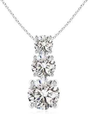 Angara Natural Diamond Three Stone Pendant in 14K Solid Gold/Platinum | April Birthstone, Birthday, Engagement, Anniversary, Wedding Jewelry Gift for Women