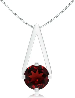 Angara Natural Garnet Solitaire Pendant Necklace for Women in 14K Solid Gold | January Birthstone, Birthday, Engagement, Anniversary, Wedding Jewelry Gift for Women