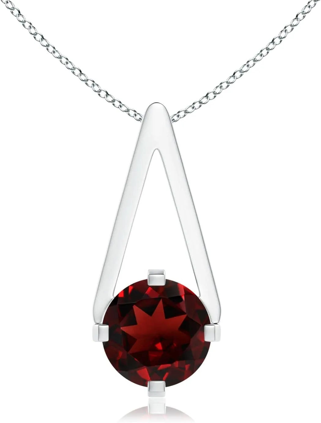 Angara Natural Garnet Solitaire Pendant Necklace for Women in 14K Solid Gold | January Birthstone, Birthday, Engagement, Anniversary, Wedding Jewelry Gift for Women