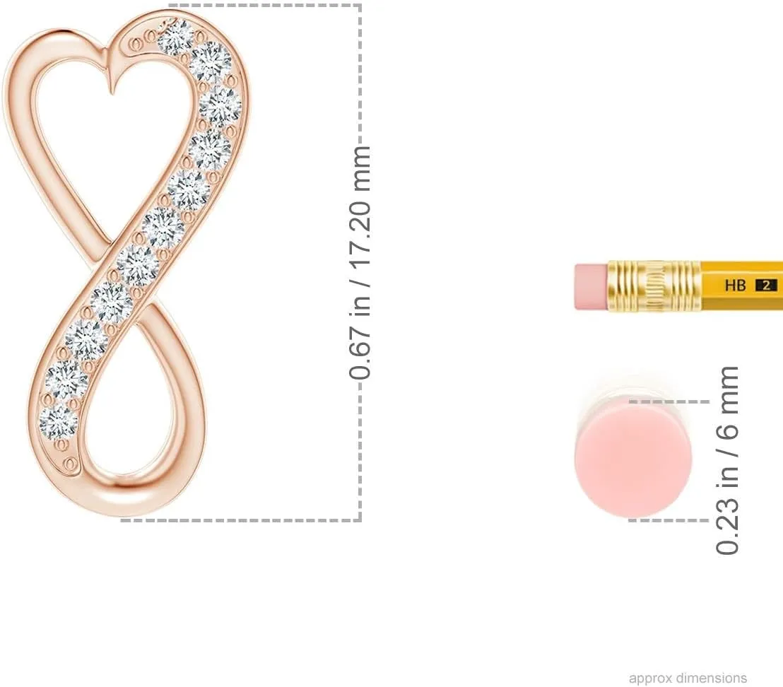 Angara Natural Pave-Set Diamond Infinity Heart Pendant in Silver / 14K Solid Gold/Platinum | April Birthstone, Birthday, Engagement, Anniversary, Wedding Jewelry Gift for Women