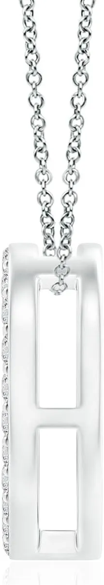 Angara Natural Prong-Set Diamond Open Heart Pendant in Silver / 14K Solid Gold/Platinum | April Birthstone, Birthday, Engagement, Anniversary, Wedding Jewelry Gift for Women