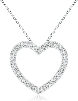 Angara Natural Prong-Set Diamond Open Heart Pendant in Silver / 14K Solid Gold/Platinum | April Birthstone, Birthday, Engagement, Anniversary, Wedding Jewelry Gift for Women