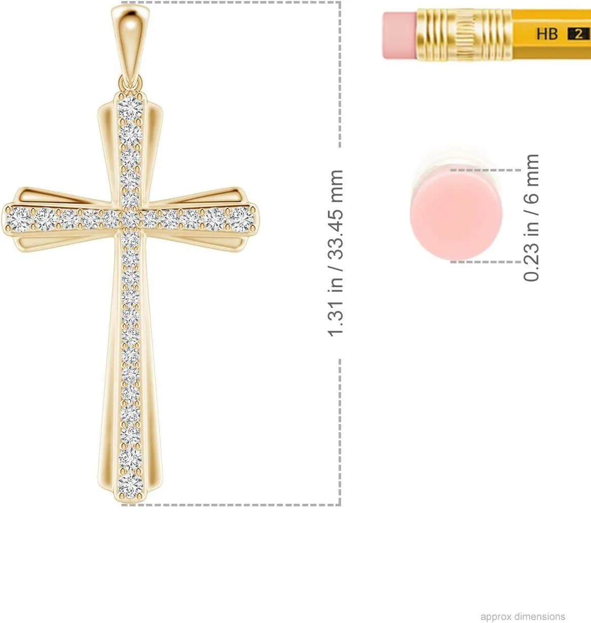Angara Natural Prong-Set Diamond Tapered Cross Pendant in 14K Solid Gold/Platinum | April Birthstone, Birthday, Engagement, Anniversary, Wedding Jewelry Gift for Women