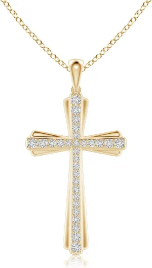 Angara Natural Prong-Set Diamond Tapered Cross Pendant in 14K Solid Gold/Platinum | April Birthstone, Birthday, Engagement, Anniversary, Wedding Jewelry Gift for Women
