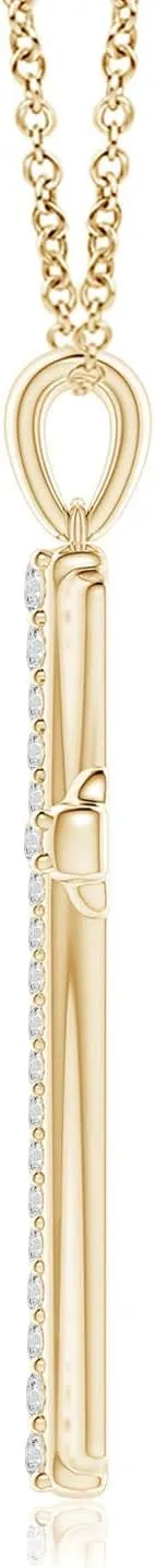 Angara Natural Prong-Set Diamond Tapered Cross Pendant in 14K Solid Gold/Platinum | April Birthstone, Birthday, Engagement, Anniversary, Wedding Jewelry Gift for Women