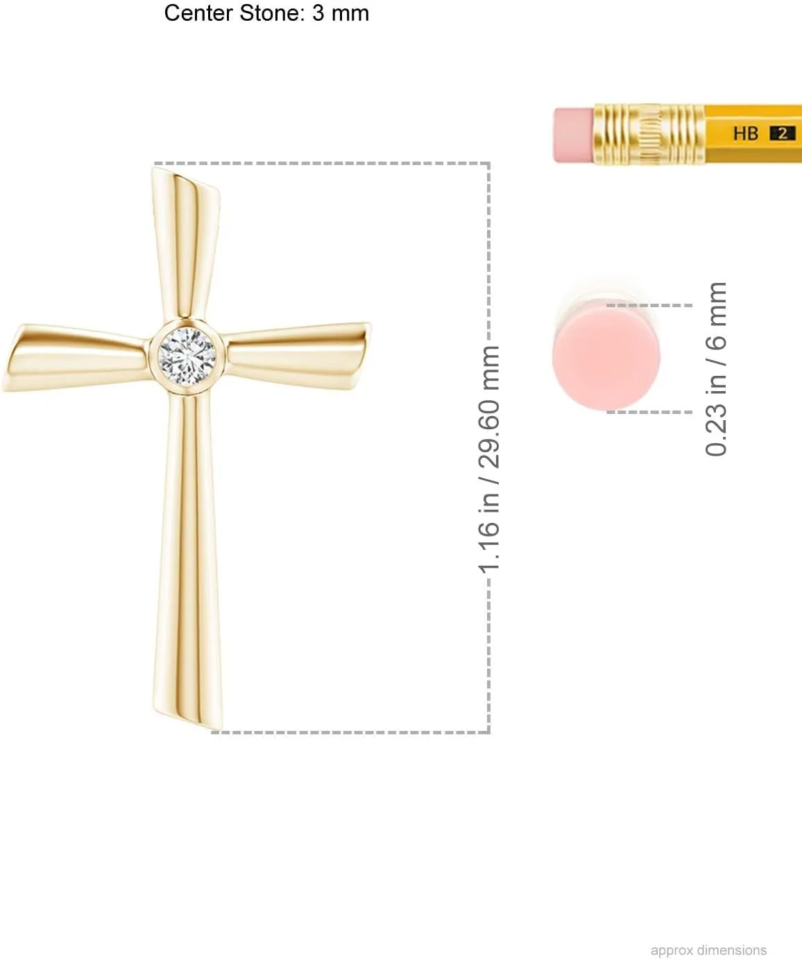 Angara Natural Solitaire Diamond Cross Pendant in 14K Solid Gold/Platinum | April Birthstone, Birthday, Engagement, Anniversary, Wedding Jewelry Gift for Women