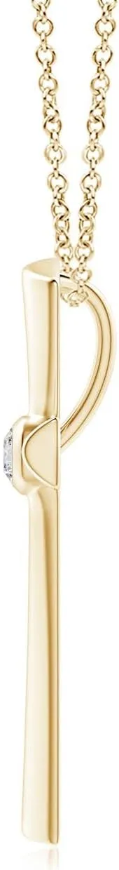 Angara Natural Solitaire Diamond Cross Pendant in 14K Solid Gold/Platinum | April Birthstone, Birthday, Engagement, Anniversary, Wedding Jewelry Gift for Women
