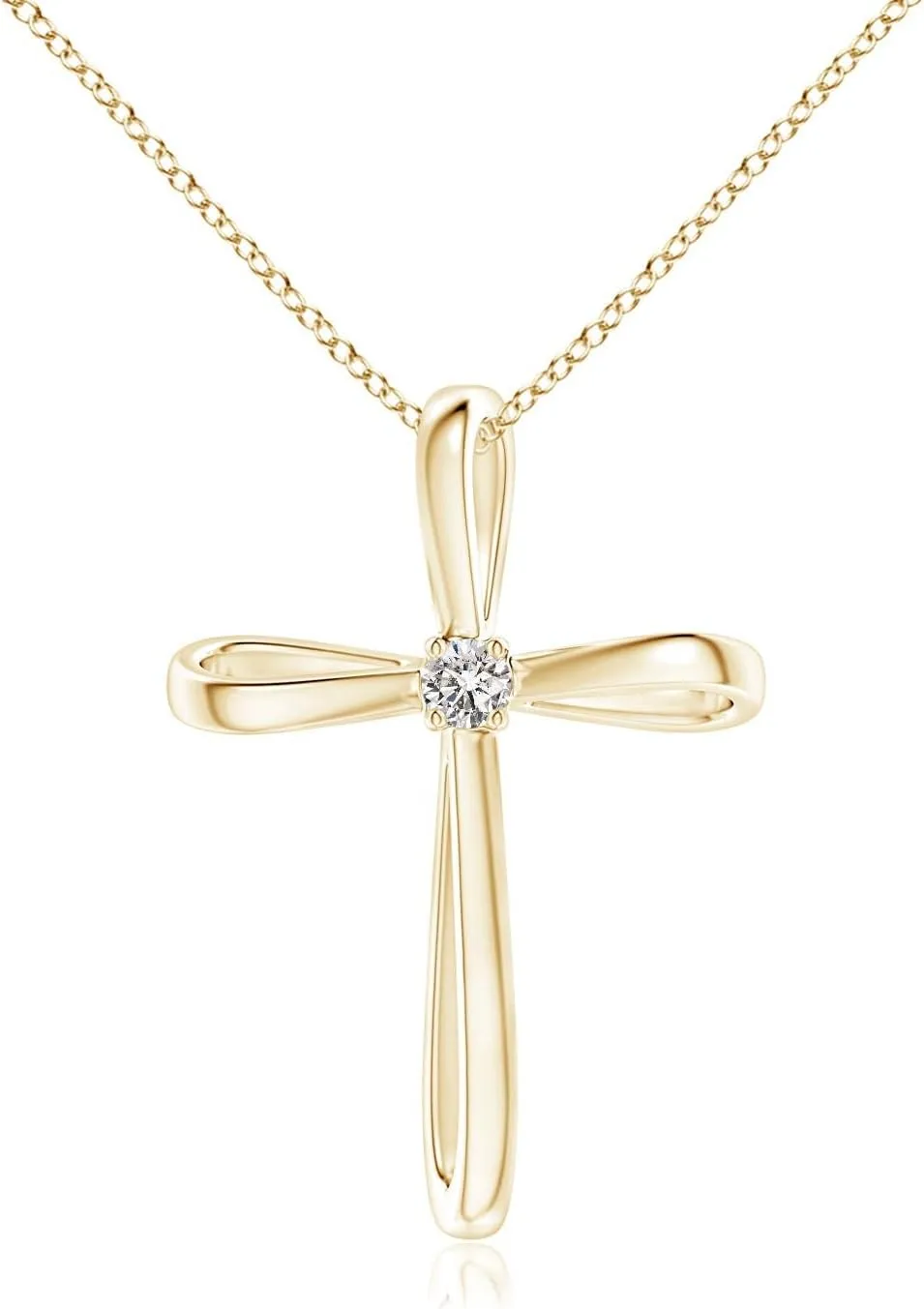 Angara Natural Twisted Cross Pendant with Diamond in 14K Solid Gold/Platinum | April Birthstone, Birthday, Engagement, Anniversary, Wedding Jewelry Gift for Women