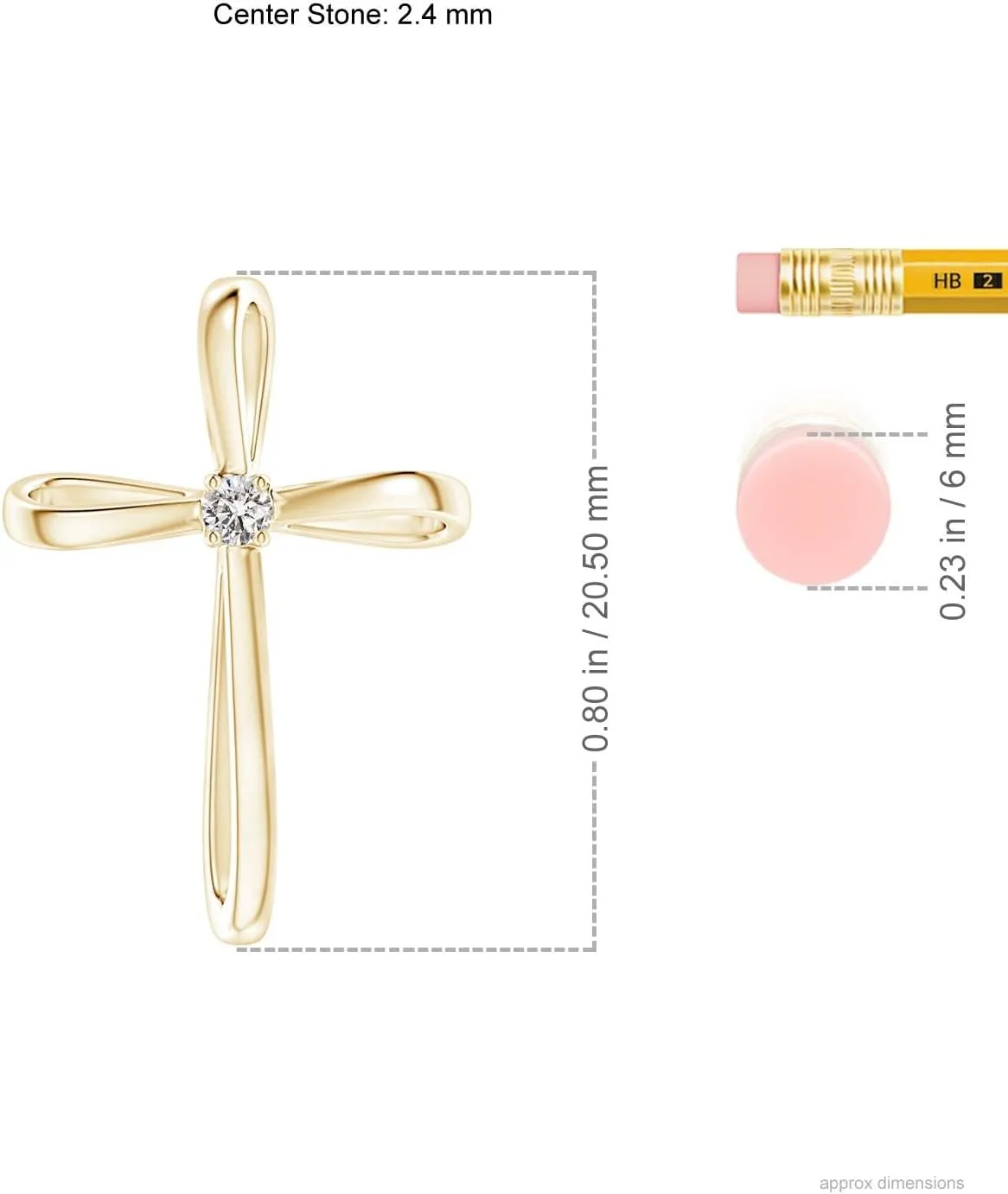 Angara Natural Twisted Cross Pendant with Diamond in 14K Solid Gold/Platinum | April Birthstone, Birthday, Engagement, Anniversary, Wedding Jewelry Gift for Women