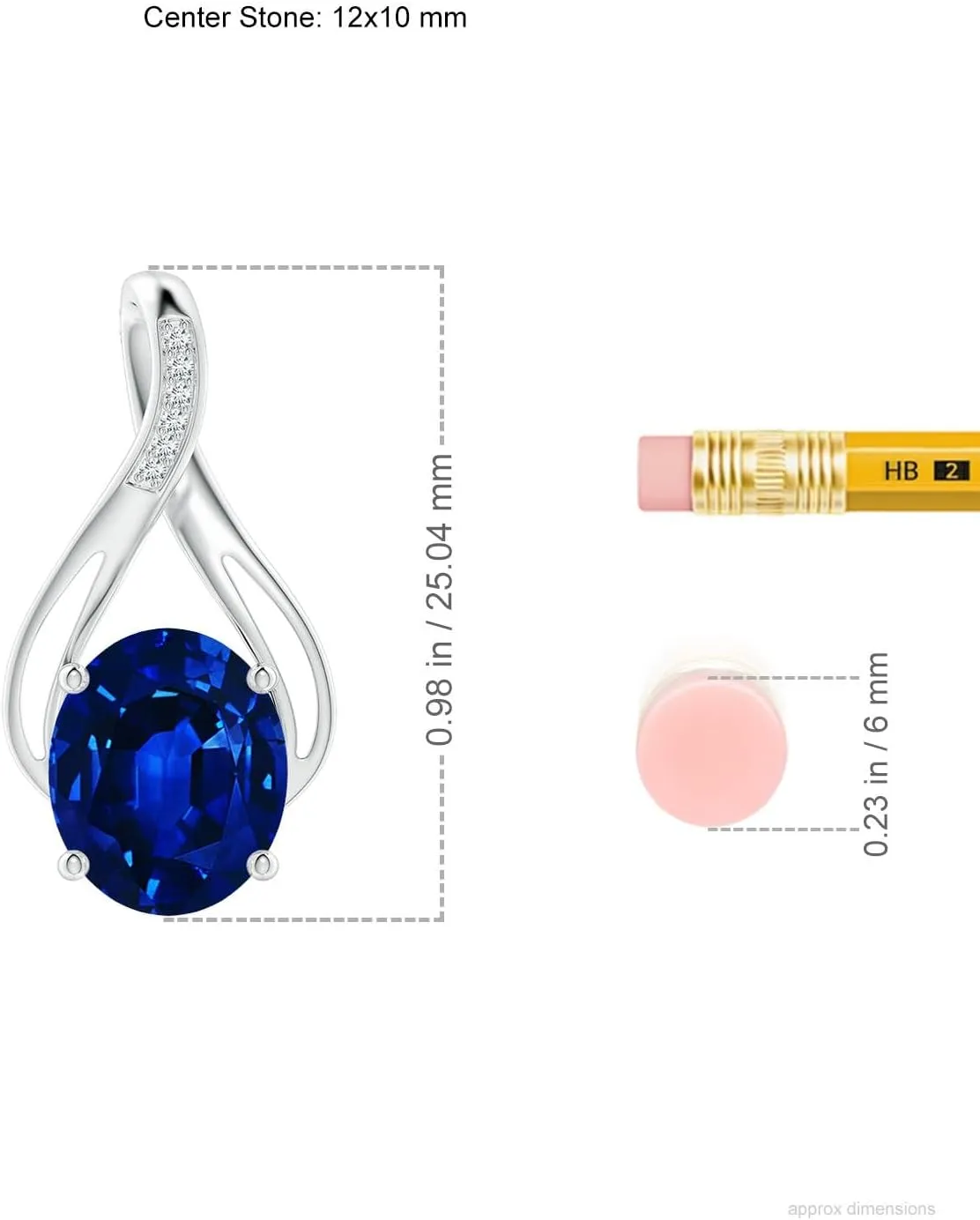 Angara Oval Lab Grown Blue Sapphire Infinity Twist Pendant with Diamonds in 14K Solid Gold/Platinum | September Birthstone, Birthday, Engagement, Anniversary, Wedding Jewelry Gift for Women