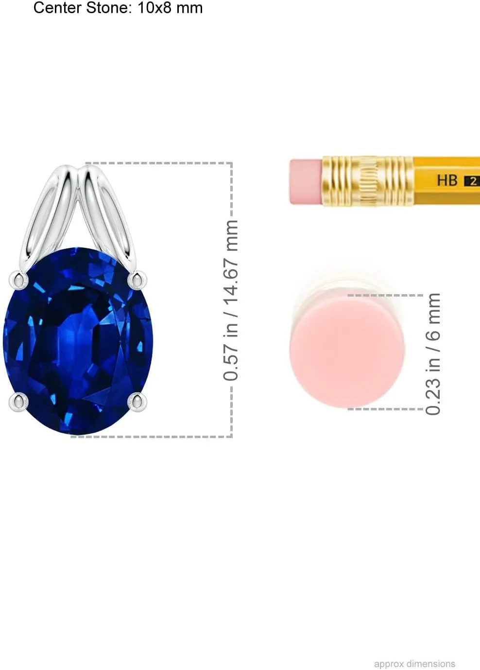 Angara Oval Lab Grown Blue Sapphire Solitaire Pendant in 14K Solid Gold/Platinum | September Birthstone, Birthday, Engagement, Anniversary, Wedding Jewelry Gift for Women