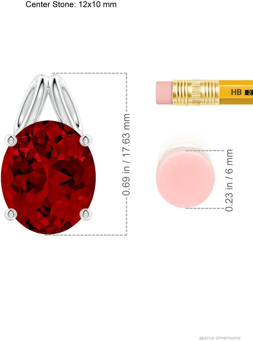 Angara Oval Lab Grown Ruby Solitaire Pendant in 14K Solid Gold/Platinum | July Birthstone, Birthday, Engagement, Anniversary, Wedding Jewelry Gift for Women
