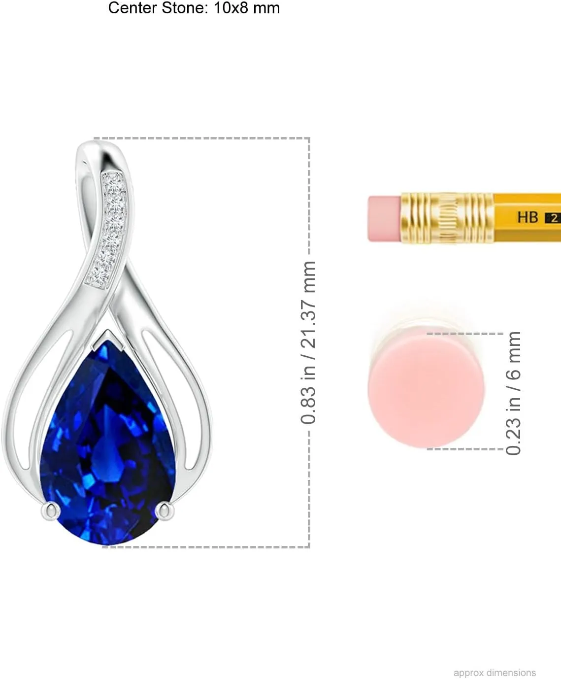 Angara Pear Lab Grown Blue Sapphire Infinity Twist Pendant with Diamonds in 14K Solid Gold/Platinum | September Birthstone, Birthday, Engagement, Anniversary, Wedding Jewelry Gift for Women