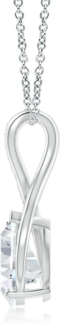 Angara Pear Lab Grown Diamond Infinity Twist Pendant with Accents in 14K Solid Gold/Platinum | April Birthstone, Birthday, Engagement, Anniversary, Wedding Jewelry Gift for Women
