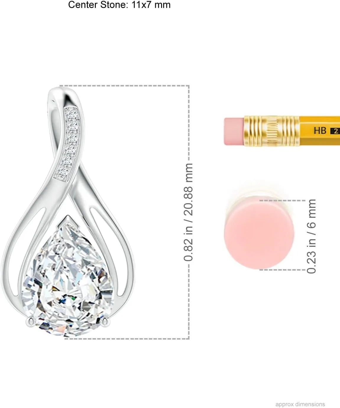 Angara Pear Lab Grown Diamond Infinity Twist Pendant with Accents in 14K Solid Gold/Platinum | April Birthstone, Birthday, Engagement, Anniversary, Wedding Jewelry Gift for Women
