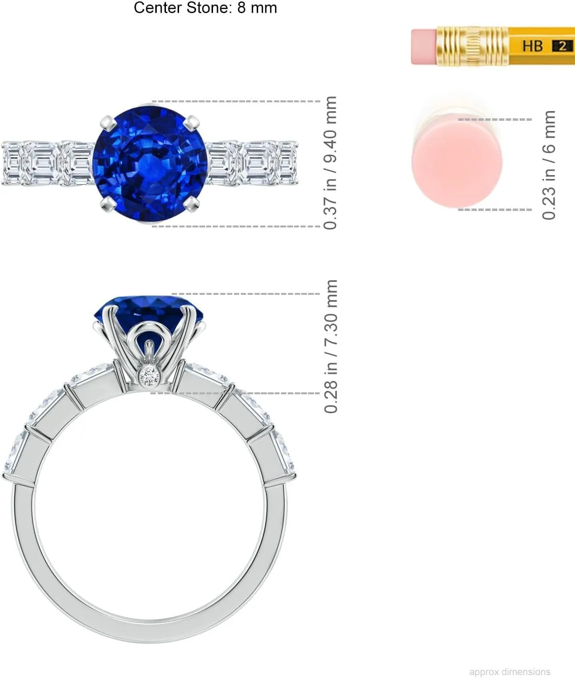 Angara Round Lab Grown Blue Sapphire Engagement Ring with Diamond Accents in 14K Solid Gold/Platinum | September Birthstone, Birthday, Anniversary, Wedding Jewelry Gift for Women