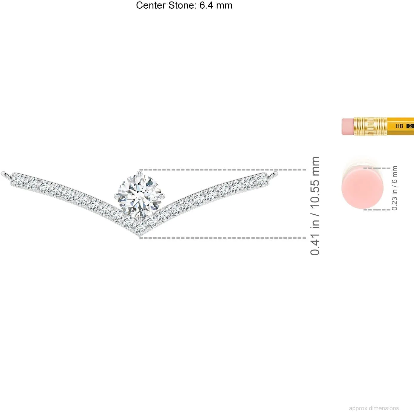Angara Round Lab Grown Diamond Chevron Necklace with Accents in 14K Solid Gold/Platinum | April Birthstone, Birthday, Engagement, Anniversary, Wedding Jewelry Gift for Women