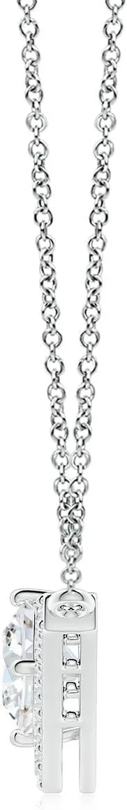 Angara Round Lab Grown Diamond Chevron Necklace with Accents in 14K Solid Gold/Platinum | April Birthstone, Birthday, Engagement, Anniversary, Wedding Jewelry Gift for Women