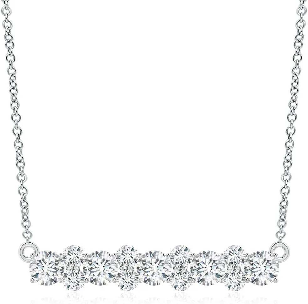 Angara Round Lab Grown Diamond Garland Necklace in 14K Solid Gold/Platinum | April Birthstone, Birthday, Engagement, Anniversary, Wedding Jewelry Gift for Women