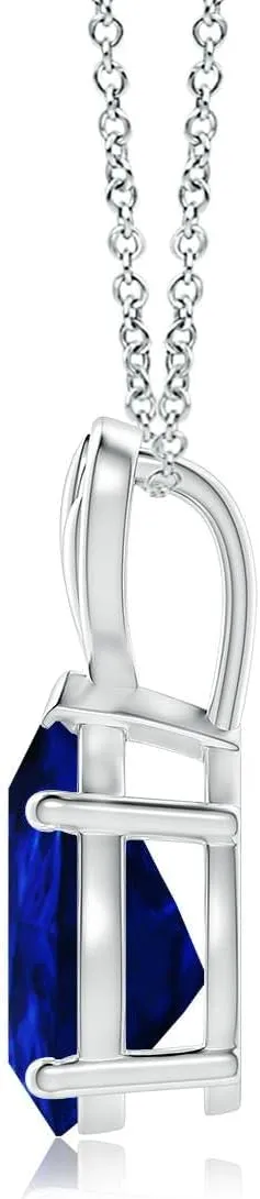 Angara Solitaire Pear-Shaped Lab Grown Blue Sapphire Classic Pendant in 14K Solid Gold/Platinum | September Birthstone, Birthday, Engagement, Anniversary, Wedding Jewelry Gift for Women