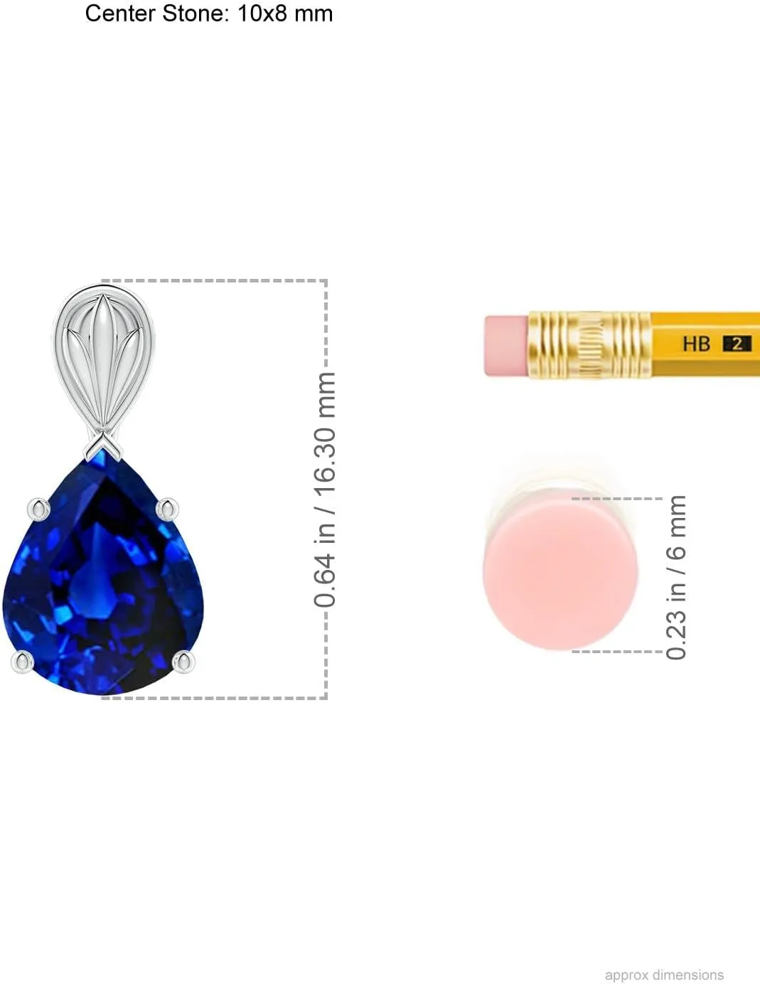 Angara Solitaire Pear-Shaped Lab Grown Blue Sapphire Classic Pendant in 14K Solid Gold/Platinum | September Birthstone, Birthday, Engagement, Anniversary, Wedding Jewelry Gift for Women